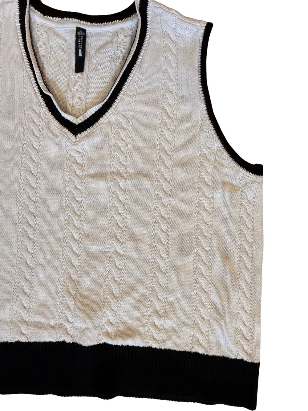 Design Lab 3X Cream Cable Knit Preppy Sweater Vest - Picture 4 of 6